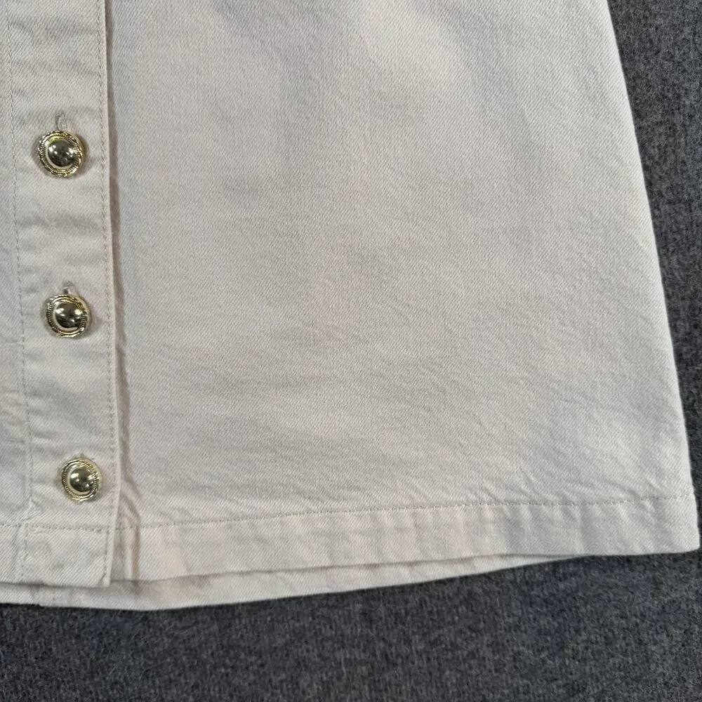 Reformation Denim Skirt Womens 4 White Button Front A-Line Mini High Rise
